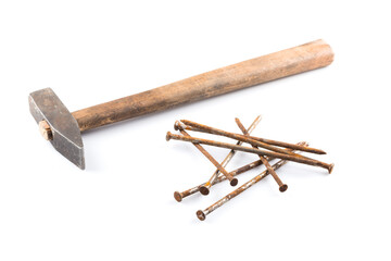 old hammer and nails