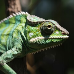 Fototapeta premium green iguana on a branch.