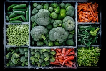 colorful assortment of fresh vegetables in a box. Generative AI