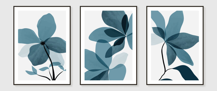 Botanical wall art vector set. Water color boho foliage line art drawing with abstract shape. Abstract Plant Art design for print, cover, wallpaper, Minimal and natural wall art. 