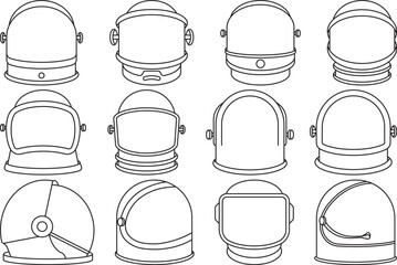 Astronaut Helmet Outline Bundle,Clip Art