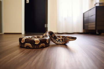 generative ai illustration of snake, pet in an apartment, house