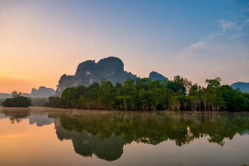 Nong Thale lagoon in morning, The famous place of Krabi, Thailand
