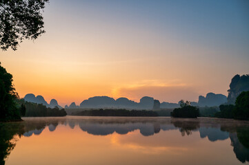 Naklejka premium Nong Thale lagoon in morning, The famous place of Krabi, Thailand