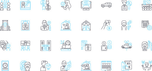 Vocation Career linear icons set. Ambition, Aspiration, Passion, Pursuit, Dedication, Goals, Success line vector and concept signs. Drive,Occupation,Profession outline illustrations Generative AI