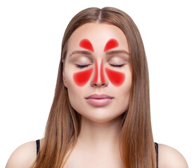 Face with inflammation of mucous membrane of paranasal sinuses.