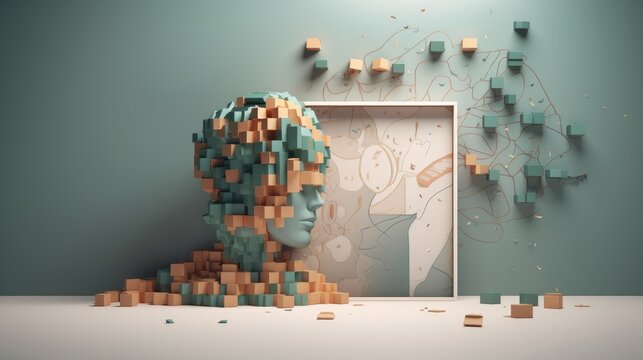 Mental Health Awareness: Imaginative metaphor rendering with unmistakable visual organization. Generative Ai