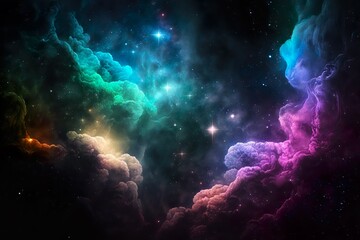 Obraz na płótnie Canvas Colorful nebula and galaxy made with AI generative tools