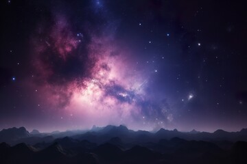 Milky way galaxy with blue and purple nebula space made with generative AI tools