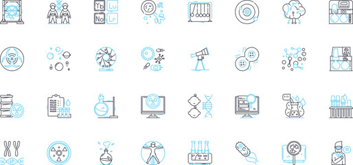 Computer science linear icons set. Algorithm, Binary, Compiler, Cybersecurity, Database, Encryption, Firewall line vector and concept signs. GUI,Hardware,HTML outline illustrations Generative AI