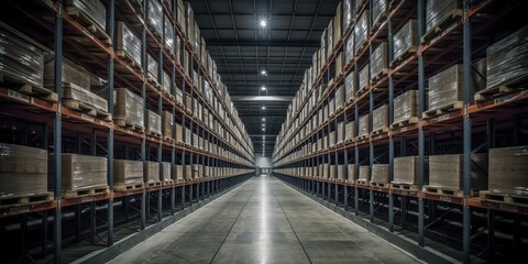 AI Generated. AI Generative. Photo of stock warehouse ship delivery stock factory. Graphic Art