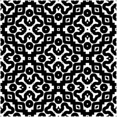 Monochrome pattern. Abstract texture for fabric print, card, table cloth, furniture, banner, cover, invitation, decoration, wrapping.seamless repeating pattern.Black and white color.