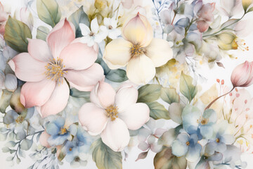 Beautiful abstract flower background in watercolor style. Generative AI.