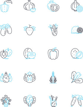 Supermarket goods linear icons set. Groceries, Produce, Snacks, Beverages, Dairy, Frozen, Meat line vector and concept signs. Seafood,Bakery,Canned outline illustrations Generative AI