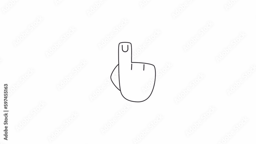 Poster finger clicking bw animation. pointing up. push button. thumb pointer isolated 2d flat monochromatic