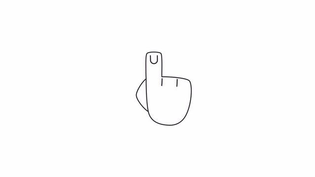 Finger clicking bw animation. Pointing up. Push button. Thumb pointer isolated 2D flat monochromatic thin line first view hand 4K video footage on white with alpha channel transparency for web design