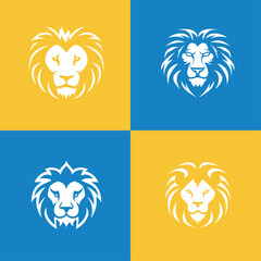 Animal icon-illustration set. Vector graphics silhouette lions