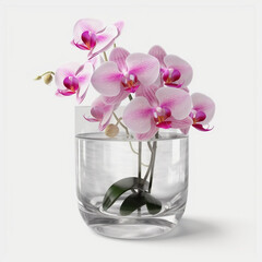 orchid in a glass vase, ai generated