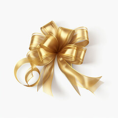 golden bow isolated on white background, ai generated