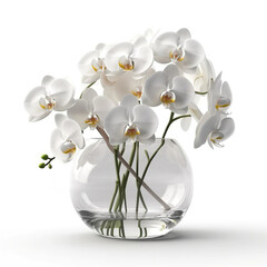 white orchid in vase, ai generated