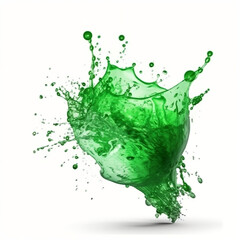 green water splash isolated on white, ai generated
