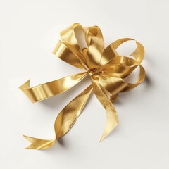 golden bow isolated on white, ai generated