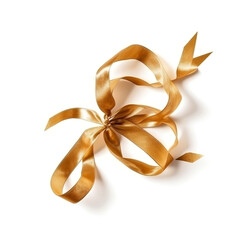 golden ribbon isolated on white background, ai generated