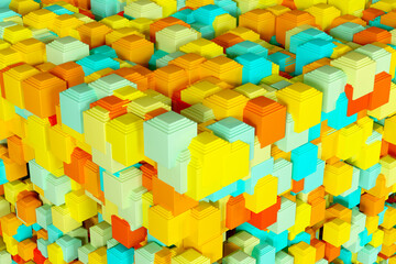 Abstract modern geometrical colorful cube background. 3d rendering
