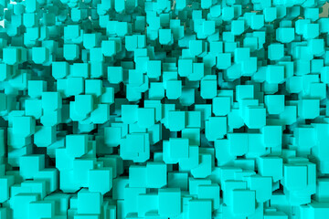 Abstract geometrical green cube background. 3d rendering