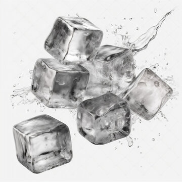ice cubes on white background ,ai generated