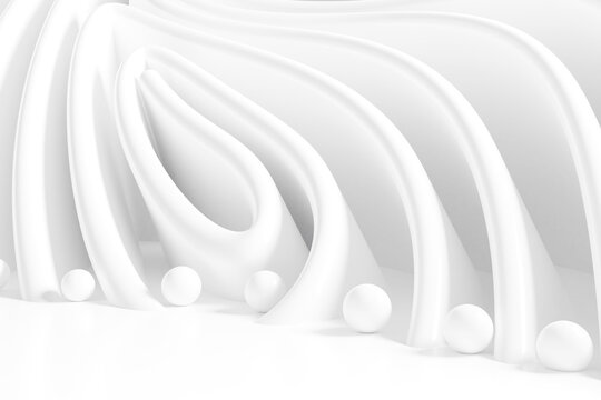 White modern geometrical wallpaper with sphere. 3d rendering