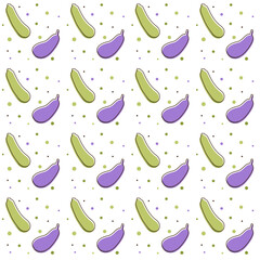 Seamless zucchini and eggplant pattern. Background with vegetables vector illustration. Food pattern.