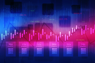 2d rendering Stock market online business concept. business Graph 