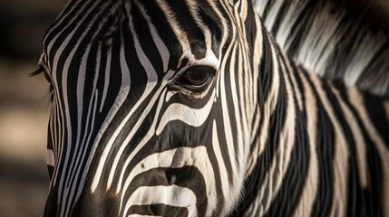 Close-up zebras black and white stripes. AI generated