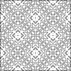 Stylish texture with figures from lines.Abstract geometric black and white pattern for web page, textures, card, poster, fabric, textile. Monochrome graphic repeating design. 
