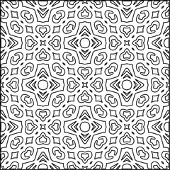 Stylish texture with figures from lines.Abstract geometric black and white pattern for web page, textures, card, poster, fabric, textile. Monochrome graphic repeating design. 