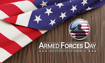 Fototapeta na wymiar Armed forces day is observed in United States of America during May, it is a chance to show your support for the men and women who make up the Armed Forces community. 3D Rendering