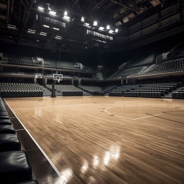 basketball court in a stadium.