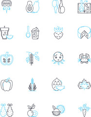 Green cuisine linear icons set. Sustainable, Vegetarian, Organic, Local, Ethical, Healthy, Eco-friendly line vector and concept signs. Plant-based,Farm-to-table,Nourishing outline Generative AI