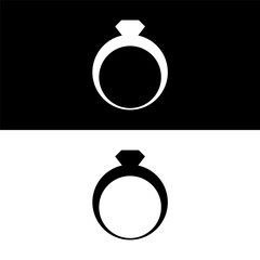 black and white diamond ring icon