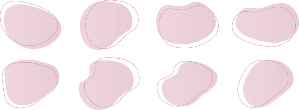 Set of cute abstract shapes.Vector loose frame.pink,red,gradation,
