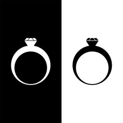 black and white diamond ring icon
