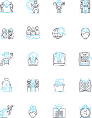 Efficiency and effectiveness linear icons set. Streamlined, Optimization, Productivity, Precision, Integration, Time-saving, Synergy line vector and concept signs. Generative AI