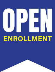 Open enrollment origami banner icon. Clipart image isolated on white background.