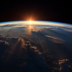 sunrise over the earth. view from space.