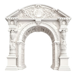 Naklejka premium Stone vintage arch door Elements of the architecture of buildings in the Gothic style on isolated transparent background png. Generative ai