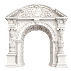 Stone vintage arch door Elements of the architecture of buildings in the Gothic style on isolated transparent background png. Generative ai