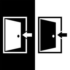 black and white door icon