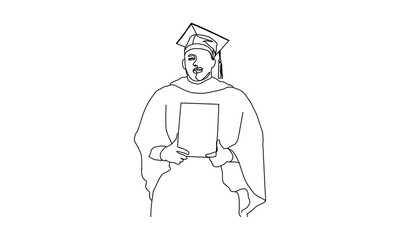 Linear drawing graduate boy from school design