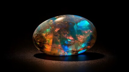 Amber stone, multi-colored mineral. AI generated